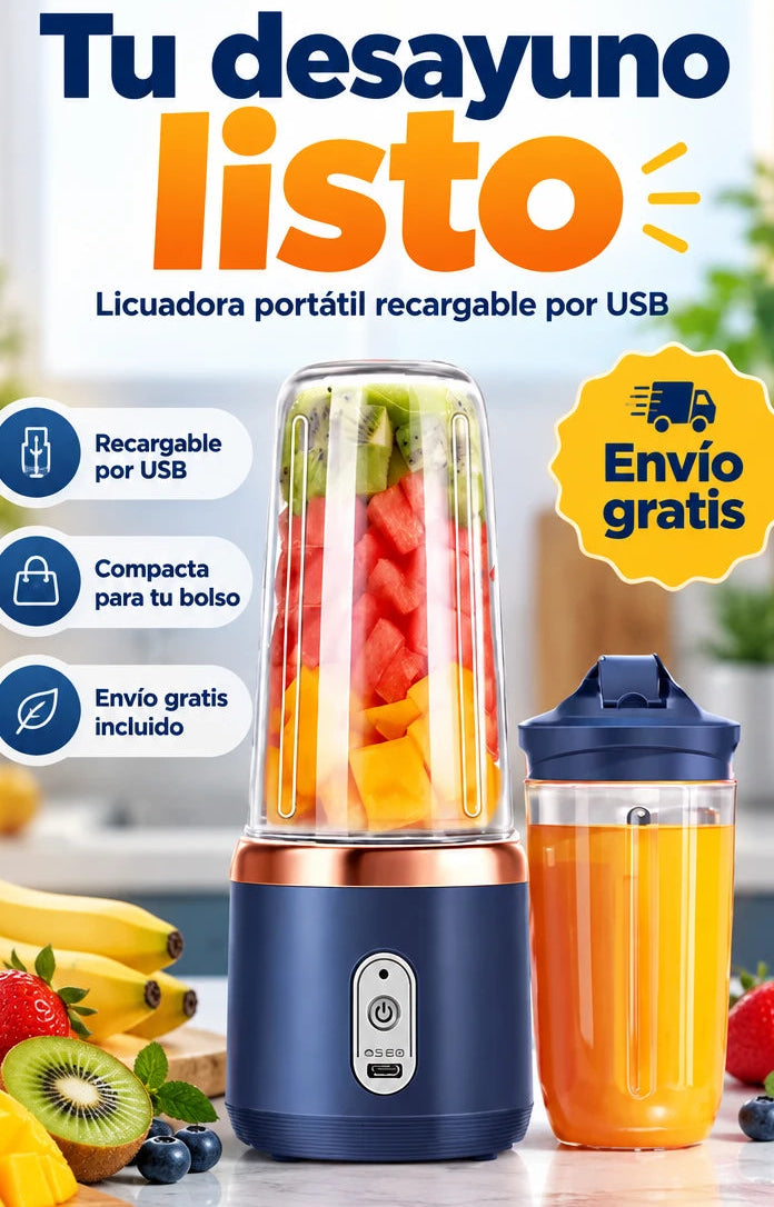 Licuadora portátil recargable BlendGo 400 ml azul